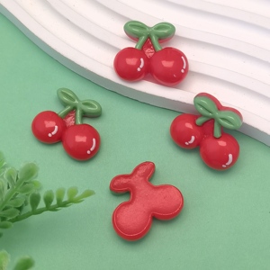 Breloques en résine DIY, cerises fruitées, pour nail art, création de bijoux, projets de décoration de coques de téléphone, fournitures pour slime - Product Image 1