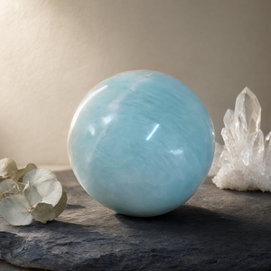 Amazonite stone <b>sphere</b>/ball - Energy/Reiki/<b>Crystal</b> Healing - 3 inches (7.5 cms) diameter and 690 gms (1.52 lb) - Product Image 3
