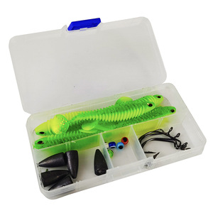 Kit de pesca Texas Rig, juego completo de señuelos suaves con cola en T, anzuelos offset, pesas tipo bala, cuentas, caja de almacenamiento, para agua dulce y salada, para pescar lubina - Product Image 6