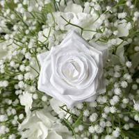 Bunga Mawar Sutra Buatan Berkualitas Tinggi 60cm Warna Putih Baby's Breath, Bola Bunga Buatan Tangan Model Rosanflower ROSAN 0014 untuk Pernikahan