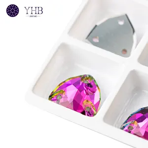 Prezzo all'ingrosso personalizzato forma piatta indietro pietre di cristallo multicolori Ab di cristallo cucire su strass gemme per abiti