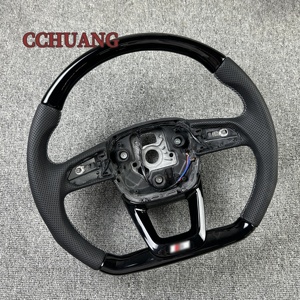 Volante LED personalizzato per <span class=keywords><strong>Audi</strong></span> Q3 Q5 Q7 Q8 Q5L Q7L RSQ7 QSQ5 RSQ8 RSQ3 SQ5 pianoforte nero in fibra di carbonio volante