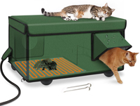 Maison de chat chauffante indestructible à griffes pour chats extérieurs hiver résistant aux intempéries, porte d'évacuation sûre isolée abri pour chat extérieur
