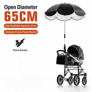 Poussette pour bébé, pare-soleil en vinyle noir pour enfants, poussette d'extérieur, protection UV, logo personnalisable, 8 baleines, poignée en acier - Product Image 6