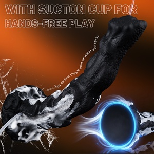 Dildo réaliste étanche IPX7 <span class=keywords><strong>avec</strong></span> <span class=keywords><strong>prépuce</strong></span> mobile, fonction de jet de liquide et ventouse animale - Product Image 1