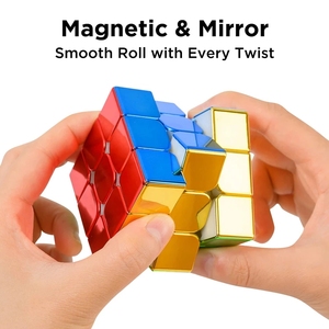 Cyclone Boy <span class=keywords><strong>Mirror</strong></span> Reflective 3x3x3 Chapado <span class=keywords><strong>Cubo</strong></span> magnético mágico <span class=keywords><strong>3x3</strong></span> <span class=keywords><strong>Cubo</strong></span> Juguetes para adultos Rompecabezas Niños Juguete educativo - Product Image 4