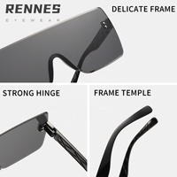 [RTS] Lunettes de soleil unisexes Rennes ZY814 de haute qualité, sans monture, grandes et carrées, protection UV400 %, pour l'extérieur