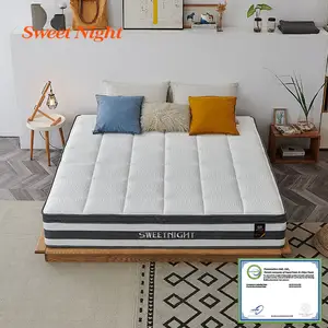 Sweetnight Pillow Top Sleep Gel Twin Bed Memory Foam Natural Latex Roll Up In A Box Pocket Spring Mattress