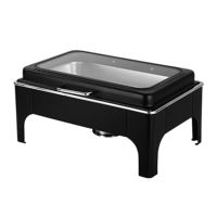 Luxuriöses schwarzes Edelstahl-Hydraulik-Chafing-Dish-Buffet-Set (9L) für Hotel- und Restaurant-Frühstücksausstattung
