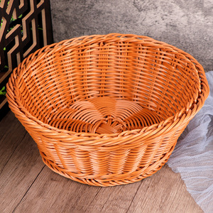 Cesta Redonda de Plástico Tejido Imitación Ratán para Cocina, Almacenamiento de Frutas y Verduras, Lavado y Escurrido, Ecológica, para el Hogar y Aperitivos - Product Image 2