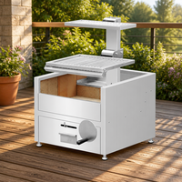 Gril à charbon de bois Santa Maria argentin à double grille en acier inoxydable pour usage commercial avec revêtement en briques réfractaires