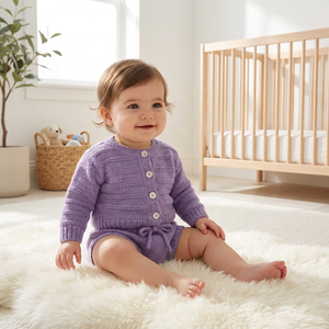 Conjunto de Suéter Tejido para Bebé Recién Nacido, Conjunto de Cárdigan Color Salvia, Ropa de Invierno, Atuendo Suave y Cálido para Niña, Diseño de Talla Personalizada - Product Image 4
