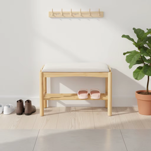 Banc à chaussures en bambou moderne pour entrée et salon avec une étagère et un coussin moelleux, usine BSCI - Product Image 6