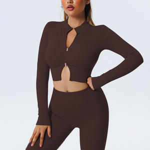 All'ingrosso ragazza Fitness Yoga <span class=keywords><strong>Wear</strong></span> 6 pz senza soluzione di continuità a costine scricchiolante Lifting allenamento donne Yoga <span class=keywords><strong>Gym</strong></span> Leggings set - Product Image 3