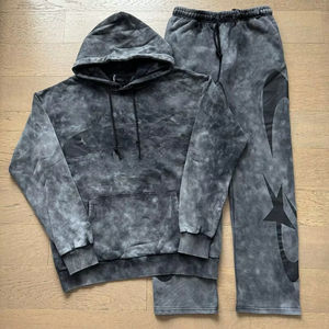 ชุดวอร์มผ้าฝ้ายแท้สำหรับผู้ชายเสื้อมีฮู้ดลายดาวใส่สบายอเนกประสงค์ - Product Image 1