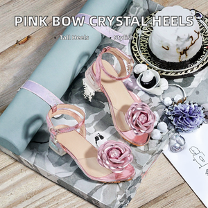 Sandalias de Tacón Alto con Tira Trasera Abierta, Color Rosa, para Fiestas de Cumpleaños, Estilo Princesa, Moda de Verano - Product Image 2