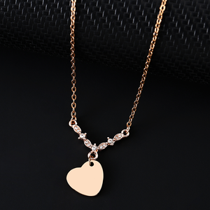 Collar con Colgante <span class=keywords><strong>de</strong></span> Corazón en Blanco con Incrustaciones <span class=keywords><strong>de</strong></span> Circonitas Cúbicas Ywyougang, Cadena Decorativa <span class=keywords><strong>de</strong></span> Acero Inoxidable, Joyería Fina con Grabado Personalizado para Mujer - Product Image 4