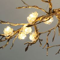 Lustre en Cuivre Modèle Prunier, Art Moderne Unique, pour Villa, Salon de Thé, Restaurant, Project, Luminaires Suspendus LED Dorés, CRI Élevé, Garantie 3 Ans