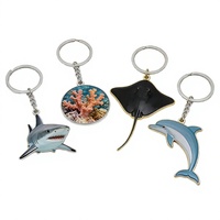 Porte-clés en métal émaillé personnalisé, design animaux marins (requin, dauphin, raie manta) pour souvenir ou cadeau
