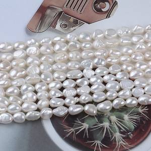 Cadena de Perlas Barrocas Blancas de Agua Dulce Naturales de Zhuji, 6-7 mm, Dos Caras, Orificio Recto Ligero, Accesorios de Bricolaje, Perlas Sueltas - Product Image 4
