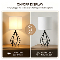 Lampe de table scandinave géométrique en fer forgé, style moderne, avec abat-jour en tissu, pour éclairage intérieur domestique – En stock aux États-Unis