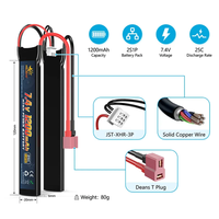 Paket Baterai LiPO RC Melasta Isi Ulang 1200mAh 7.4V dengan Konektor Deans T Plug Dirancang untuk Kendaraan Balap Redcat