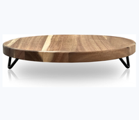 Plateau décoratif rond en bois pour présentation, support de présentation pour la maison ou l'organisation des comptoirs de cuisine et de salle de bain