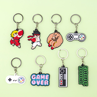 Wholesale 2D Soft PVC Gamepad Carabiner Keychain Cute Cartoon Character Rubber Keyring Accessories Gamers Anime Lovers