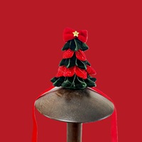 Accessoires de Noël pour animaux de compagnie, nœud papillon et chapeau en velours à paillettes, accessoires de costume de Noël pour chien et chat pour la décoration de fête de Noël