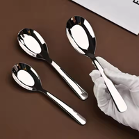 Cuillère en acier inoxydable 304 personnalisée de haute qualité épaissie à fond plat pour la soupe, le riz et les repas de tous les jours