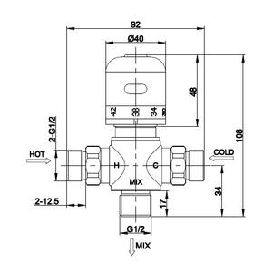 Válvula Mezcladora DipsiXinDi de 4 Puntos y 2 Manijas con Núcleo Cerámico, Grifo Termostático para Ducha, Válvula de Distribución de Agua para Baño - Product Image 2