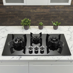 Cucina a gas pieghevole da 73 cm con 3 fuochi, piano in vetro nero, GPL/Gas Naturale - Product Image 1