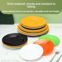 Ensemble d'assiettes rondes en mélamine multicolores vibrantes, vaisselle incassable pour la maison, le restaurant et les fêtes