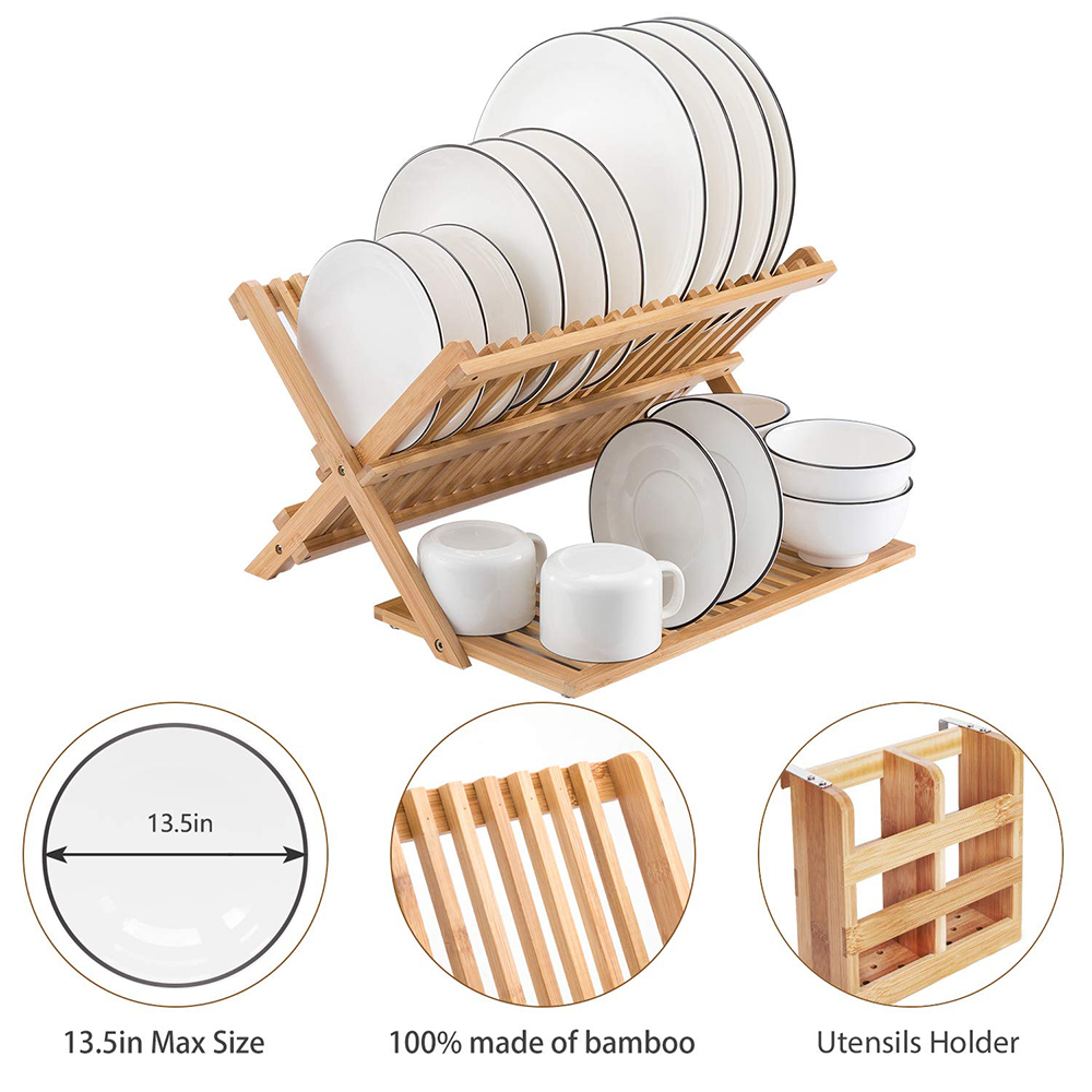 Groes Kchen-Geschirr-Abtropfgestell mit Besteckhalter Umweltfreundliches  Bambus-Klappdesign Platzsparende Aufbewahrungslsung| Alibaba.com