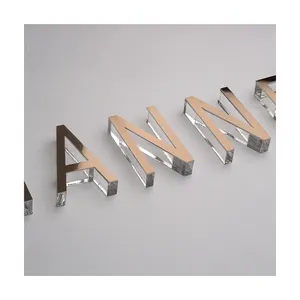 Diseño personalizado publicidad al aire libre letras 3D cristal transparente acrílico alfabeto letra signo cristales carta parches
