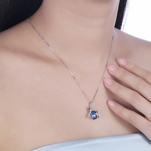 Collier en argent S925 avec pendentif en cristaux de Rhodium autrichien, chaîne et année de naissance pour femmes <span class=keywords><strong>2022</strong></span> - Product Image 5