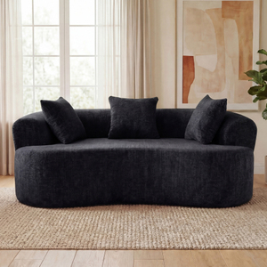 Canapé convertible en forme de croissant, design moderne à dossier bas, coussins profonds, rembourrage en mousse, grand canapé deux places, ne nécessitant pas d'assemblage - Product Image 4