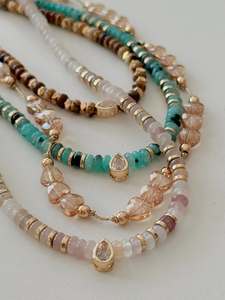 Super Shiny Zircon Pendant <b>Choker</b> Dainty Multicolor Natural Stone Beaded Necklace Handmade Minimalist Waterproof Jewelry for Her - Product Image 4