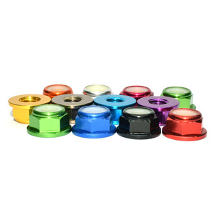 Écrou à bride en alliage d'aluminium M3, tête hexagonale, anodisé, avec anneau en nylon autobloquant anti-desserrage, filetage métrique à droite - Product Image 3