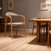 Kursi Makan Gaya Nordik dengan Kaki Kayu Ek Putih, Kursi Makan Desain Hotel Pantai Cina Warna Beige untuk Dapur dan Bar Makan Bergaya Victoria