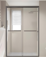 Cabine de douche coulissante carrée sans cadre moderne avec verre trempé et plateau circulaire en pierre artificielle - Conception portable pour usage hôtelier