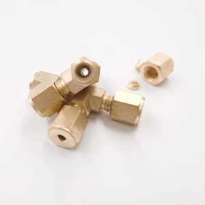 Brass <b>Tee</b> Fitting 3mm 1/8 Inch Bore Compression <b>Nut</b> Type For Laboratory Gas Path - Product Image 2