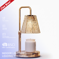 Lampes en verre d'ambiance dorées pour bougies en pot, brûleur à hauteur réglable avec minuterie, chauffe-bougie de luxe