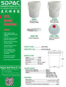 Vente en gros en usine fût en <span class=keywords><strong>plastique</strong></span> de <span class=keywords><strong>20</strong></span> <span class=keywords><strong>litres</strong></span> emballage industriel tout usage - Product Image 6
