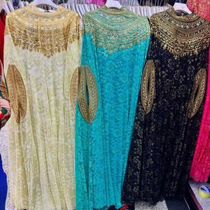İşlemeli Kaftan Elbise, Pelerin Tarzı Yuvarlak Yaka, Raglan Kol, Bol Kesim, Dantelli, Uzun, Tesettür Parti Elbisesi, Orta Doğu Kadınları İçin - Product Image 6
