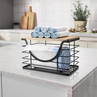 Porte-sac poubelle sous l'évier Rangement empilable avec couvercle Distributeur de sac poubelle extra large Porte-rouleau Distributeur de sac poubelle