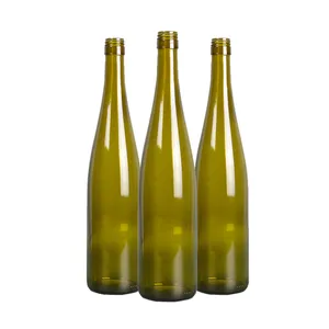 Vidalı top ile şarap cam şişe 750ml hock antika yeşil