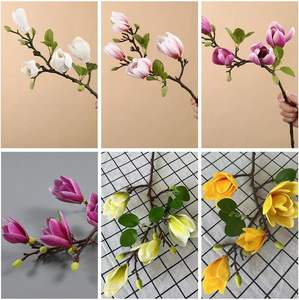 Flores de Magnolia Artificiales de Alta Calidad, 4 Cabezas, Realistas, Decorativas, para el Hogar, Bodas, Año Nuevo, San Valentín, Graduación - Product Image 6