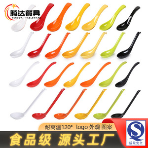 Cuchara de melamina de colores con mango largo, cuchara de plástico para sopa, arroz y postres, utensilio de mesa para restaurante, cucharón de mango corto, duradero, de primera calidad. - Product Image 5
