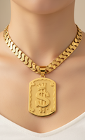 ZH Nouveau Design Tendance Collier Pendentif Couronne USD Plaqué Or 24K Chaîne Gourmette Géométrique Hip Hop en Laiton Bijou Unisexe Cadeau